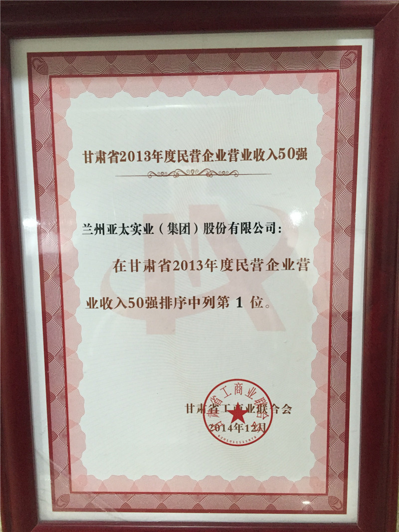 2013民營企業營業收入50強